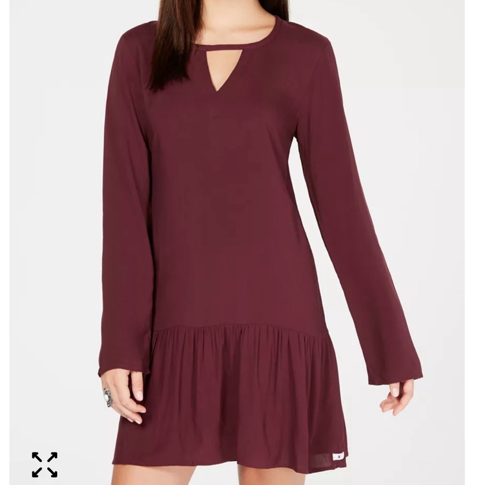 Hurley Cabo Dress NWT Juniors Small Burgundy Cutout Drop Waist
